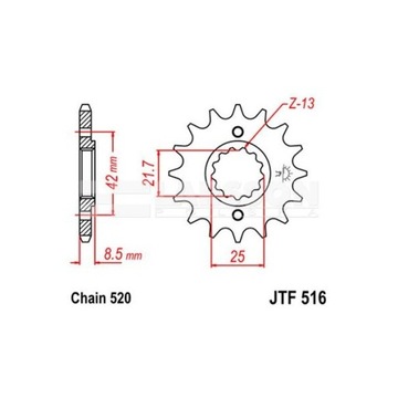 Zębatka przednia Kawasaki EL KLR SUZUKI GS 500 jtf516.15