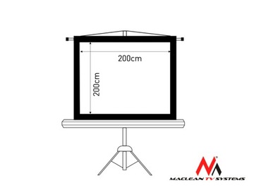 ПРОЕКЦИОННЫЙ ЭКРАН 200x200см 112 ДЮЙМОВ НА ПОРТАТИВНОМ ШТАТИВЕ 1:1 MACLEAN MC-680