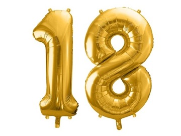 Balony 18 Urodziny 86cm ZŁOTE Duże Urodzinowe Ścianka Dekoracje Foliowe