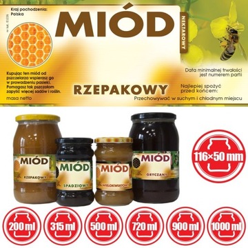 Etykiety na Miód Rzepakowy (100szt) - wzór E1226