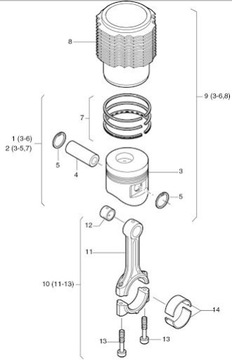 Кольца поршневые HATZ 1D30 1D31 1D40 01258603