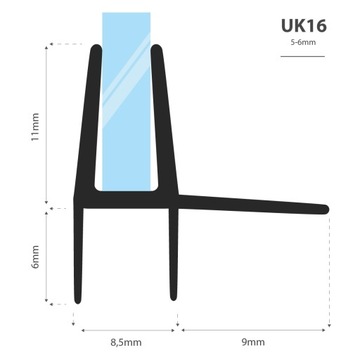 Уплотнитель для душевой кабины 100см 5 6 мм UK16