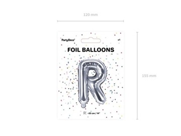 Balon foliowy R srebrny 35cm 1szt FB2M-R-018