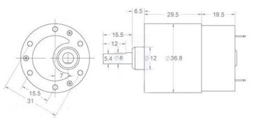 Двигатель MINI Двигатель 12 В, редуктор 75 об/мин (4374)