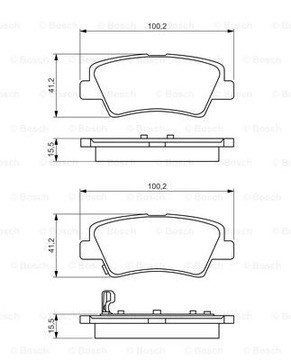 Колодки BOSCH задние - HYUNDAI i30 GD i40 VELOSTER