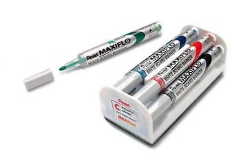 Pentel MAXIFLO MWL5S 4 markery i gąbka do tablicy