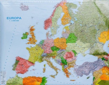 EUROPA XXL DUŻA MAPA ŚCIENNA POLITYCZNA I DROGOWA