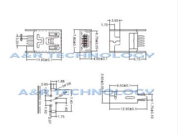 РАЗЪЕМ mini USB вертикальный 180 5-контактный GPS-навигация mp4 другое