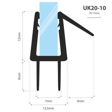 Uszczelka kabiny prysznicowej 90cm 10 11 mm UK20