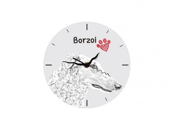 Borzoj Wilczarz rosyjski stojący Zegar z płyty MDF