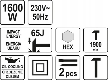 МОЛОТОК ДЛЯ РАЗРУШЕНИЯ YATO С МАСЛЯНЫМ ОХЛАЖДЕНИЕМ HEX 65J