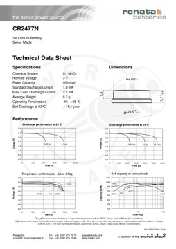CR2477N Рената батарея 3В B1