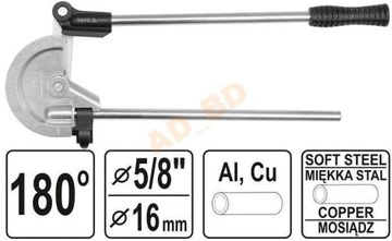 Трубогиб 16мм Cu Al 180 градусов YATO YT-21845