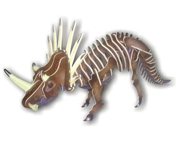 PUZZLE DREWNIANE 3D DINOZAUR STYRACOSAURUS COLOR