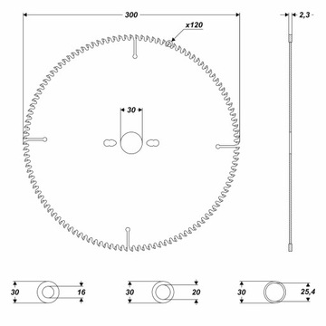 Дисковая пила по дереву, 300 x 30 мм T120