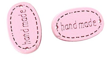 2szt guzik metka handmade owalna różowa