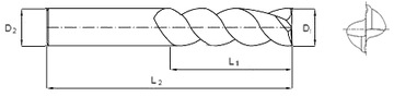 Фреза VHM 2р для АЛЮМИНИЯ 5мм x 20 мм x 75 мм LONG CNC