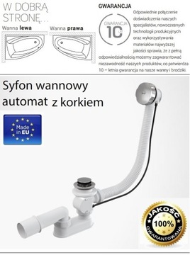 WANNA NAROŻNA PMD BESCO RIMA 150x95 SYFON NOGI