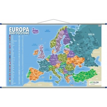 EUROPA KODOWA MAPA ŚCIENNA KODY POCZTOWE 106x66 cm