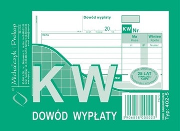 Druk MiP Dowód wypłaty KW A6 402-5 11409