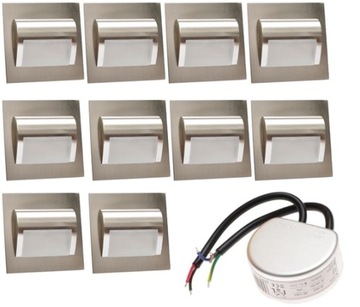 ZESTAW 10x Oprawa schodowa LED 1,5W +zasilacz 230V