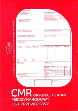 CMR- MIĘDZYNARODOWY LIST PRZEWOZOWY (1+3 kopie)