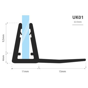 Uszczelka kabiny prysznicowej 200cm 3,5 5 mm UK01