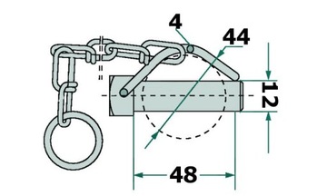 Трубный шплинт с цепочкой 12 мм для трубы 44 мм.