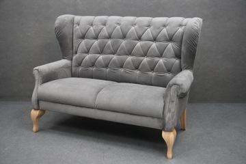 Sofa Szara Chesterfield Tkanina Kanapa Popiel LOFT