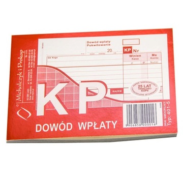 DRUK DOWÓD WPŁATY KP 401-5 A6 x 20