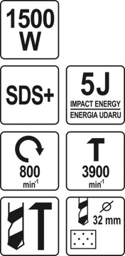 ДРЕЛЬ-ПЕРКОЛ YATO SDS+ 1500Вт 3л GW