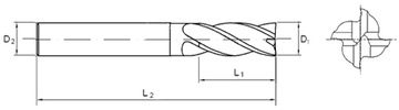 Твердосплавная фреза VHM 4p 12мм хвостовик 12мм TiAlN 50HRC CNC