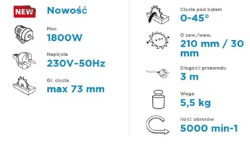 GRAPHITE PIŁA PILARKA TARCZOWA 58G493 1800W 210MM