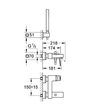 Смеситель для ванны Grohe Eurocube 23141000