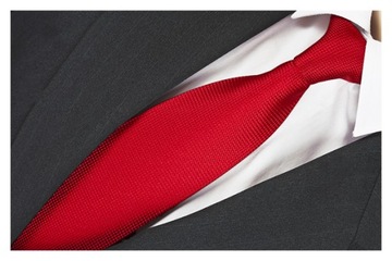 ŻAKARDOWY Krawat 7cm Męski do Garnituru Jednokolorowy Czerwony rc208