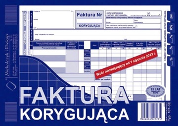 Druk FAKTURA KORYGUJĄCA 107-3E A5 Dr48