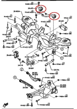 MAZDA CX-7 06- SILENTBLOK DRŽÁKY NÁPRAVA DIFERENCIÁLU