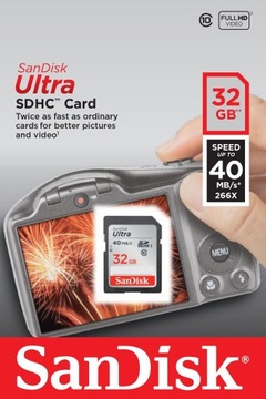 Карта памяти SanDisk Ultra SD HC SDHC UHS-I 32, 32 ГБ, 120 Мбит/с, класс 10