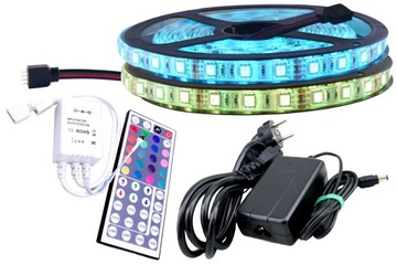 ZESTAW taśma LED 300SMD RGB 5050 IP65 sterownik 7m