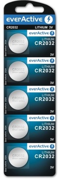 5 шт. литиевая батарея everActive CR2032 CR 2032