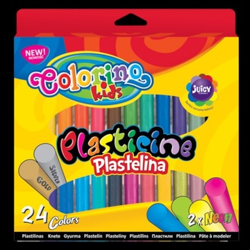 Plastelina 24 kolory złota + srebrna Colorino