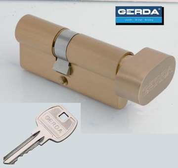 Wkładka GERDA WKE1 60mm 30/30, 31/31 gałka Mosiądz