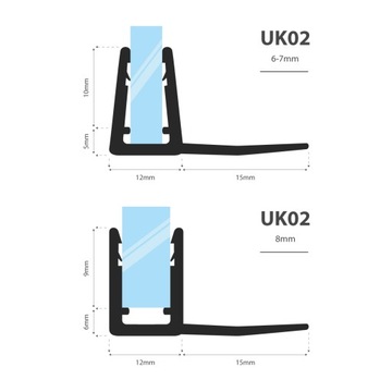 Уплотнитель для душевой кабины 80см 6 7 8 мм UK02