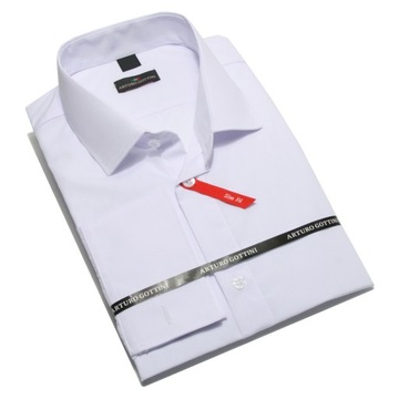 KOSZULA BIAŁA GŁADKA SPINKA/GUZIK 36 170/176 SLIM