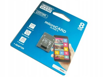 8 GB GOODRAM karta micro SDHC 8GB microSD +ad SD