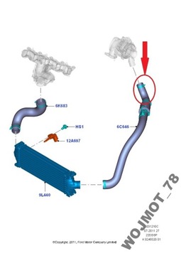 Przewód intercoolera prawy dół TRANSIT 2.2 TDCI 11