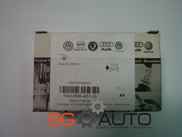 Klocki hamulcowe tył 1K0698451G SEAT VW AUDI SKODA