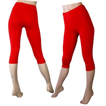 Legginsy getry leginsy bawełniane 3/4 rybaczki XXL czerwone