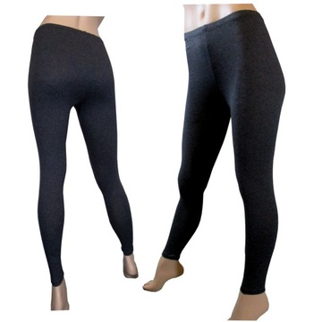 Legginsy getry leginsy grafitowe długie M bawełniane