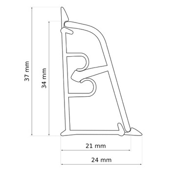 Listwa Przyblatowa 37mm PCV ALUMINIUM SATYNA 3m (2m + 1m) + 15 Wkrętów